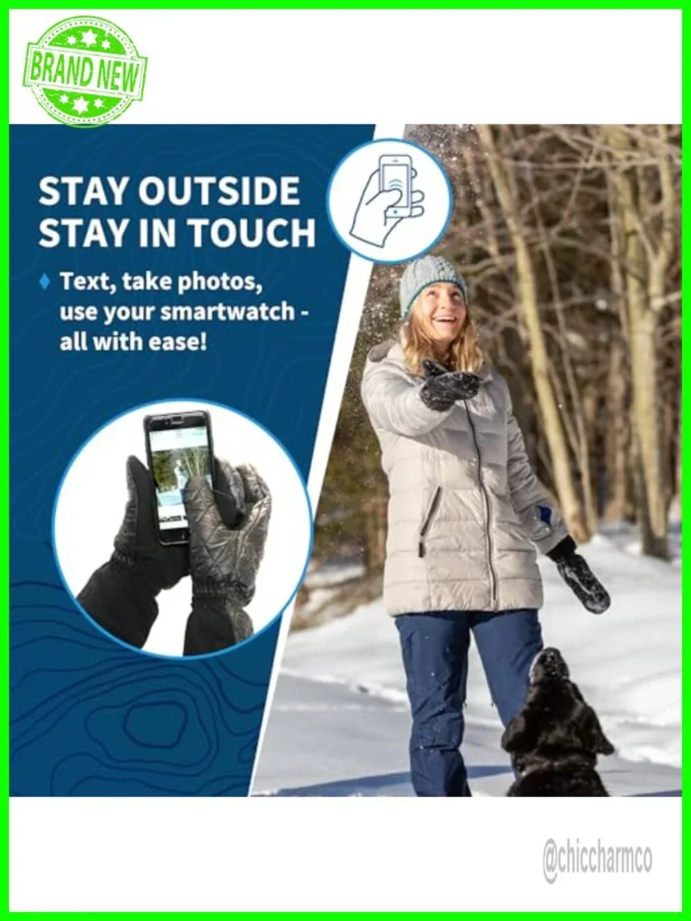 Insulated Touchscreen Running Mittens Quick Dry Extended Cuffs Spandex